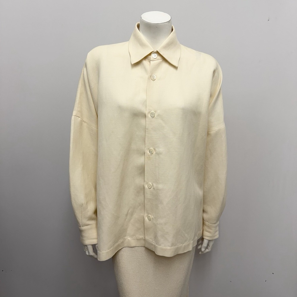 Eskandar Shirt Top Ivory Tone Linen & Virgin Wool Lagenlook NEEDS TLC Size 1